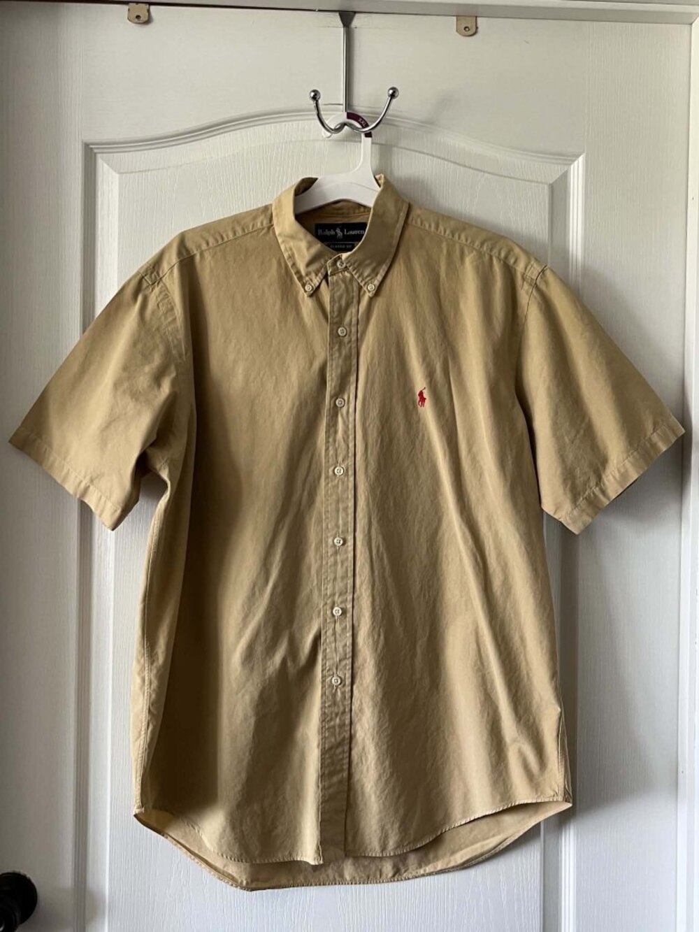 Ralph Lauren Classic Fit Men's Shirt Short Sleeve size Large/Tan